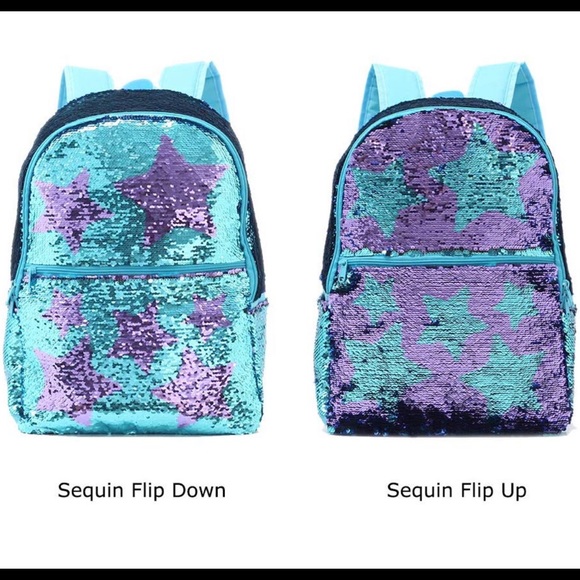 Teal and Purple Sequins Flip Backpack - Picture 2 of 4